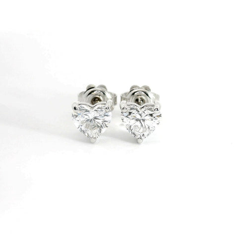 Point light earrings with heart-cut lab-grown diamonds, 1.68 carats.