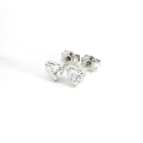 Point light earrings with heart-cut lab-grown diamonds, 1.68 carats.