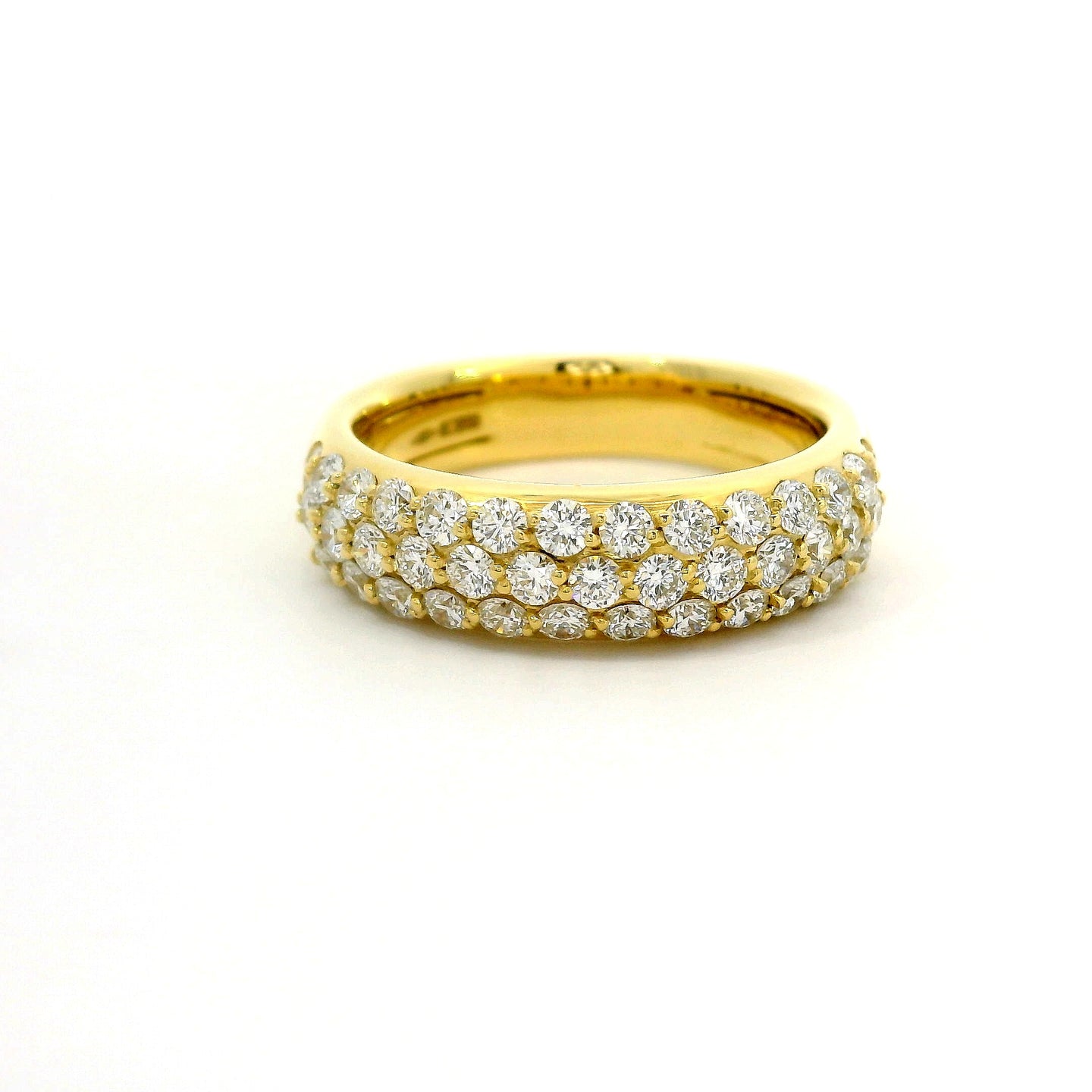 Yellow gold band with brilliant-cut lab-grown diamonds, 1.18 carats.