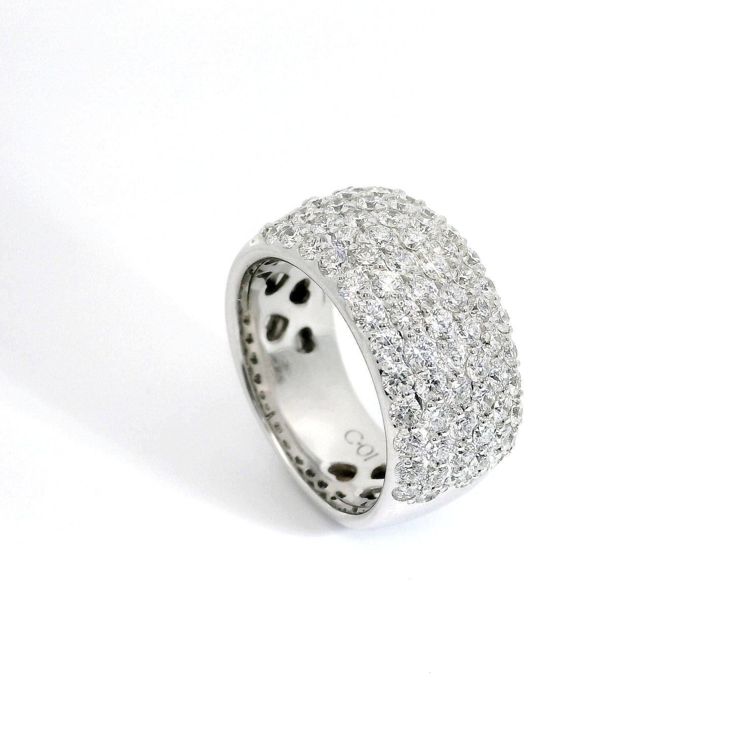 White gold band with brilliant-cut lab-grown diamonds, 2.12 carats.