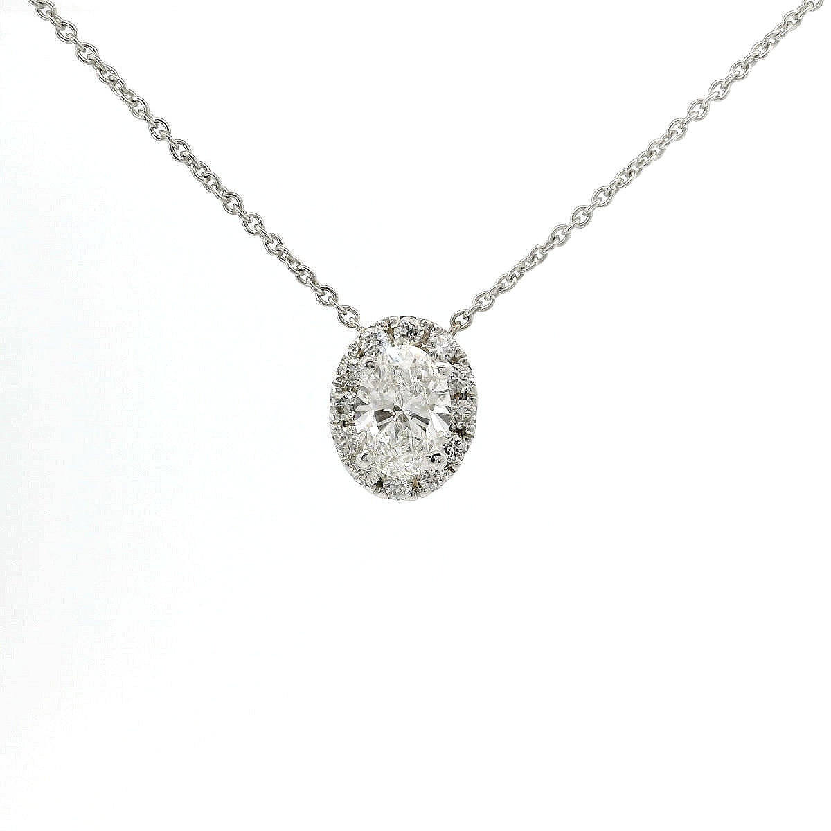 Girocollo Dreams in oro bianco con diamante Lab-Grown taglio ovale e diamanti Lab-Grown taglio brillante, 1,68 carati.