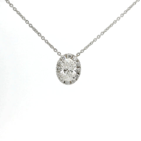 Girocollo Dreams in oro bianco con diamante Lab-Grown taglio ovale e diamanti Lab-Grown taglio brillante, 1,68 carati.