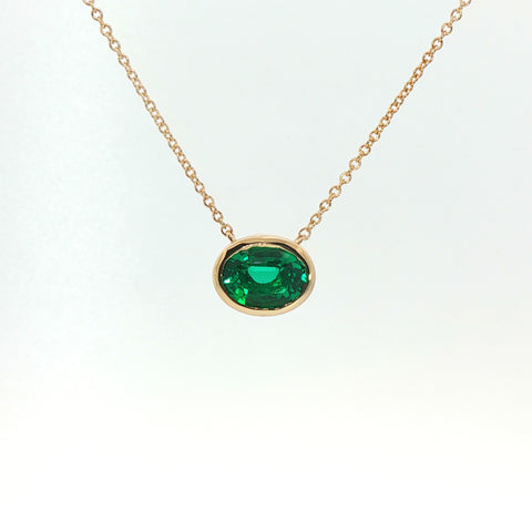 Girocollo Aurea in oro giallo con smeraldo lab-Grown taglio ovale, 1,88 carati.
