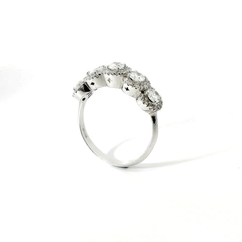 White gold band with 5 brilliant-cut lab-grown diamonds, 2.10 carats.