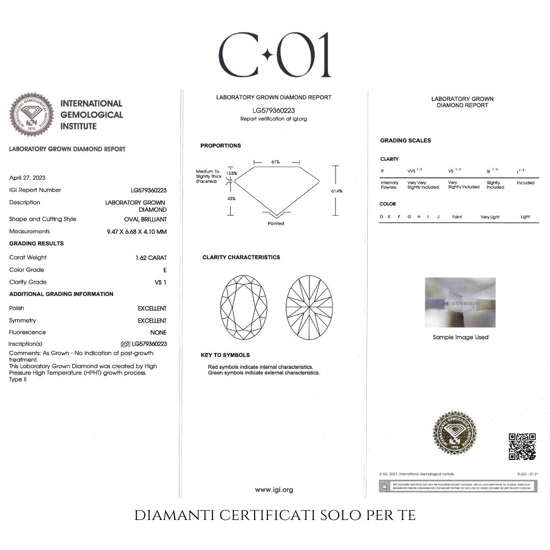 Anello Dreams ovale in oro bianco con diamanti lab-grown taglio brillante, 2,16 carati.
