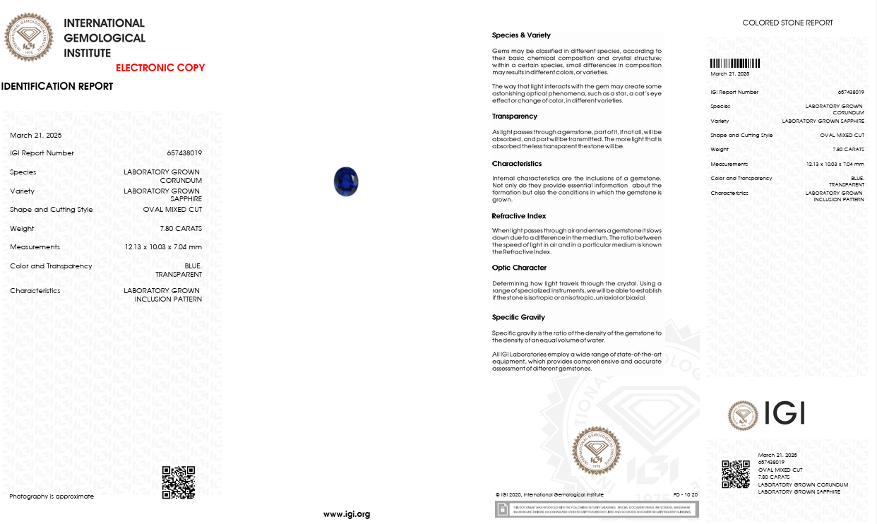 Trilogy in oro bianco con zaffiro Lab-Grown taglio ovale e diamanti Lab-Grown taglio ovale.