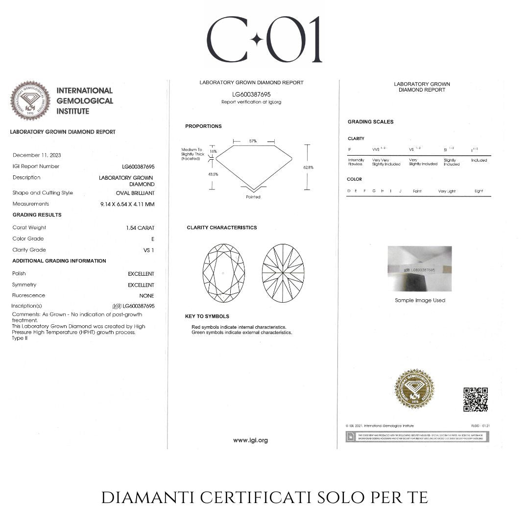 White gold gradation band ring with 5 oval-cut lab-grown diamonds, 3.20 carats.