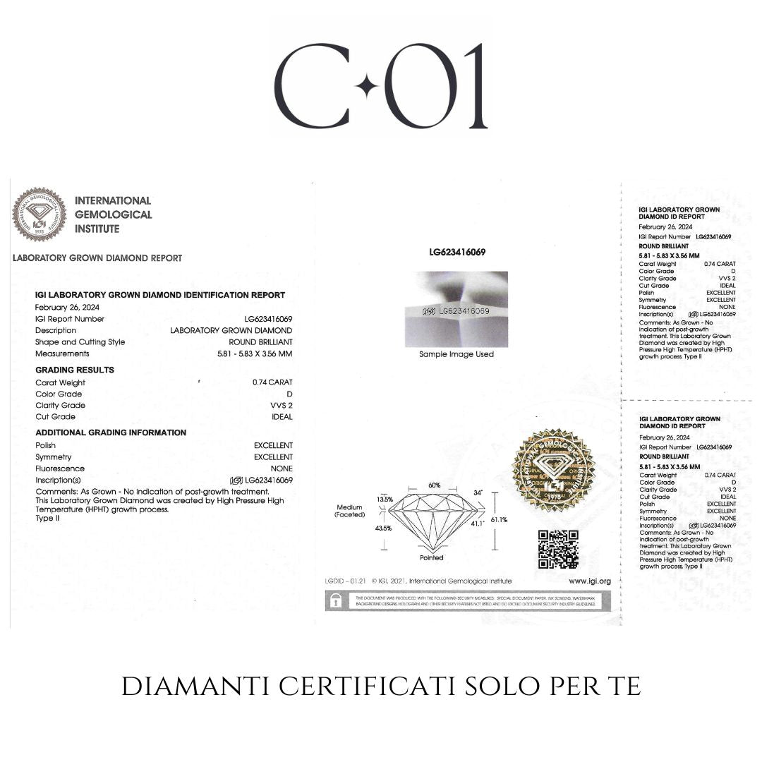 White gold choker with brilliant-cut and drop-cut lab-grown diamonds, 0.90 carats.