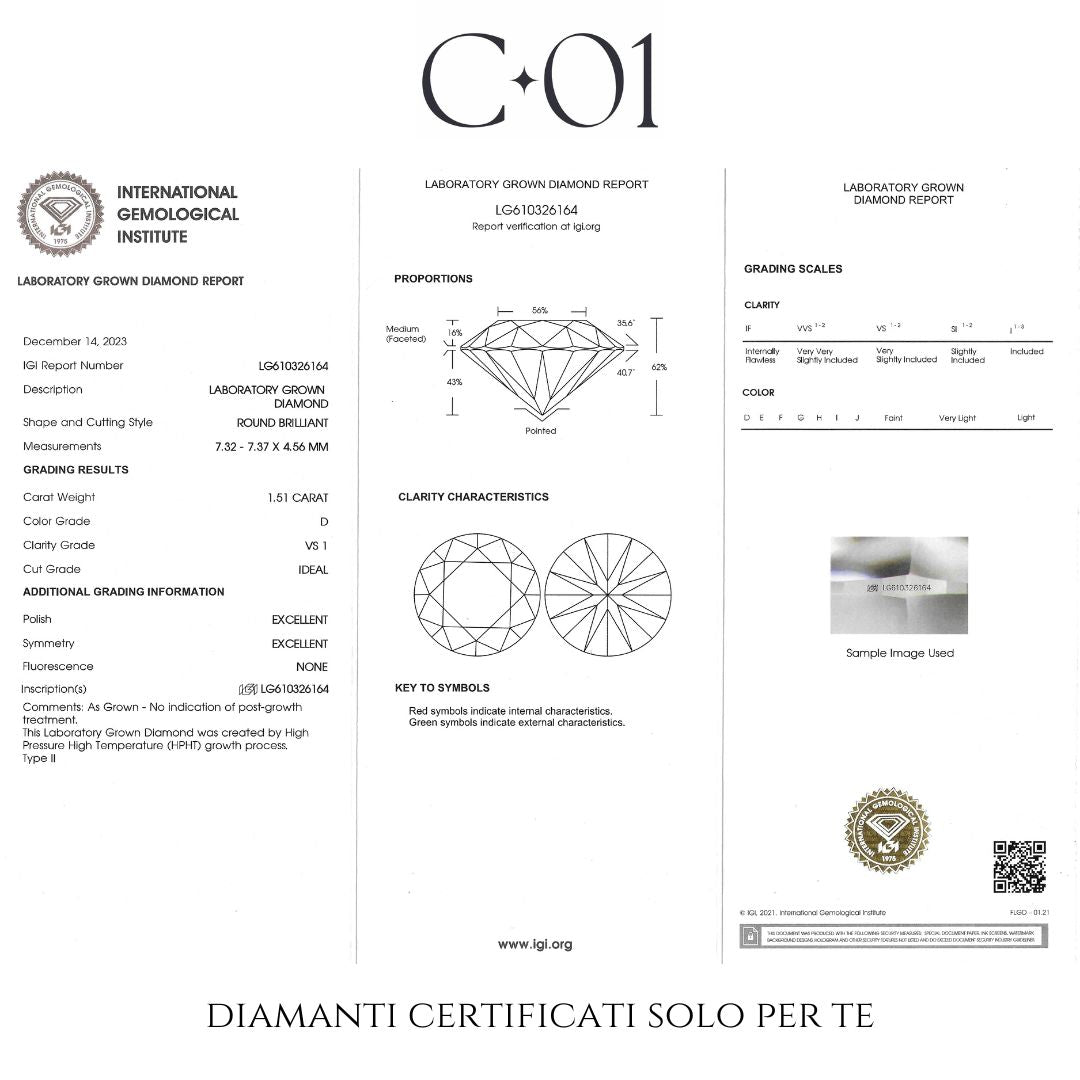 Girocollo in oro bianco con diamanti lab-grown taglio brillante e taglio goccia, 1,81 carati.