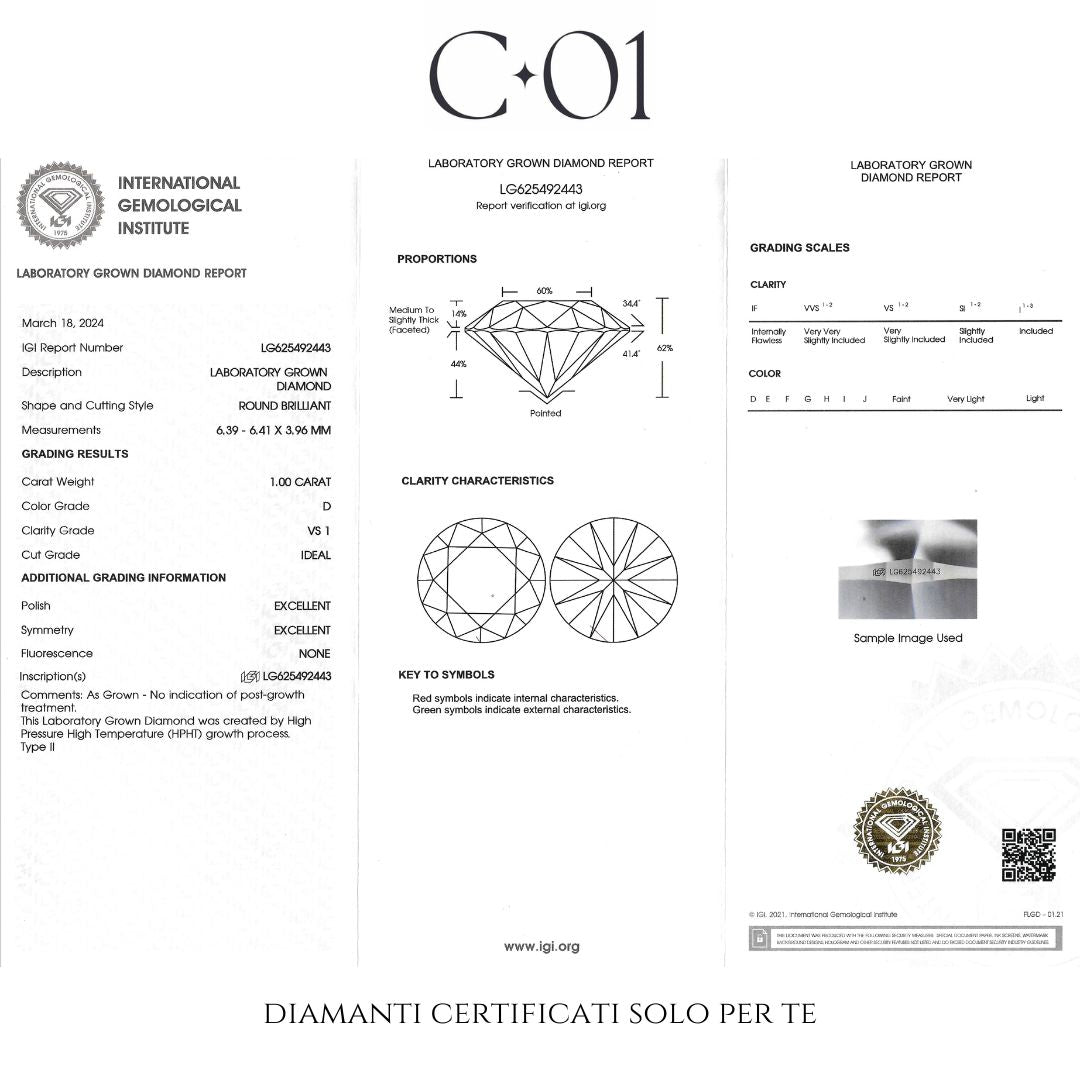 Trilogy in oro giallo con diamante centrale lab-grown taglio brillante e 2 diamanti taglio goccia, 1,40 carati.