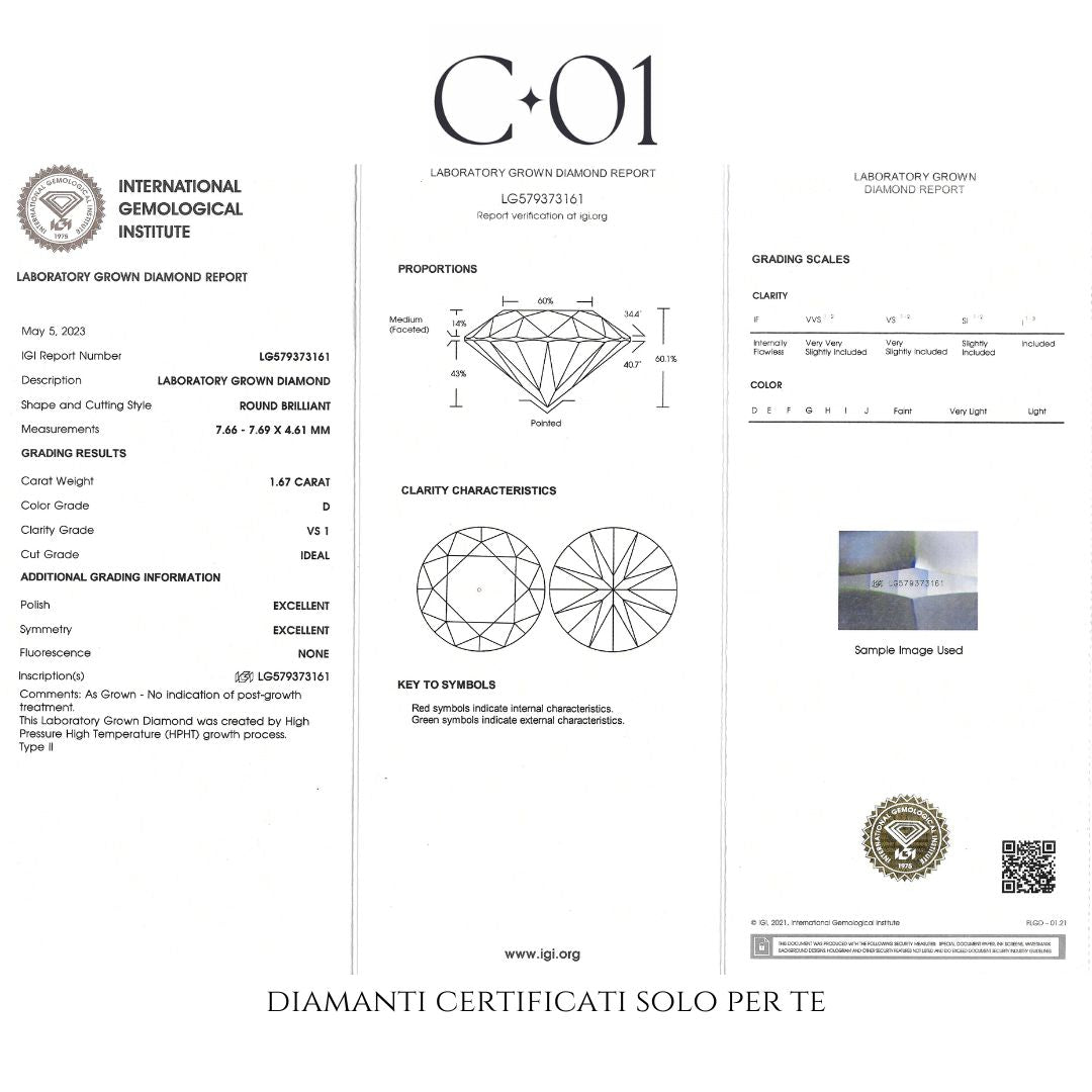 White gold band with brilliant-cut lab-grown diamonds, 5.26 carats.