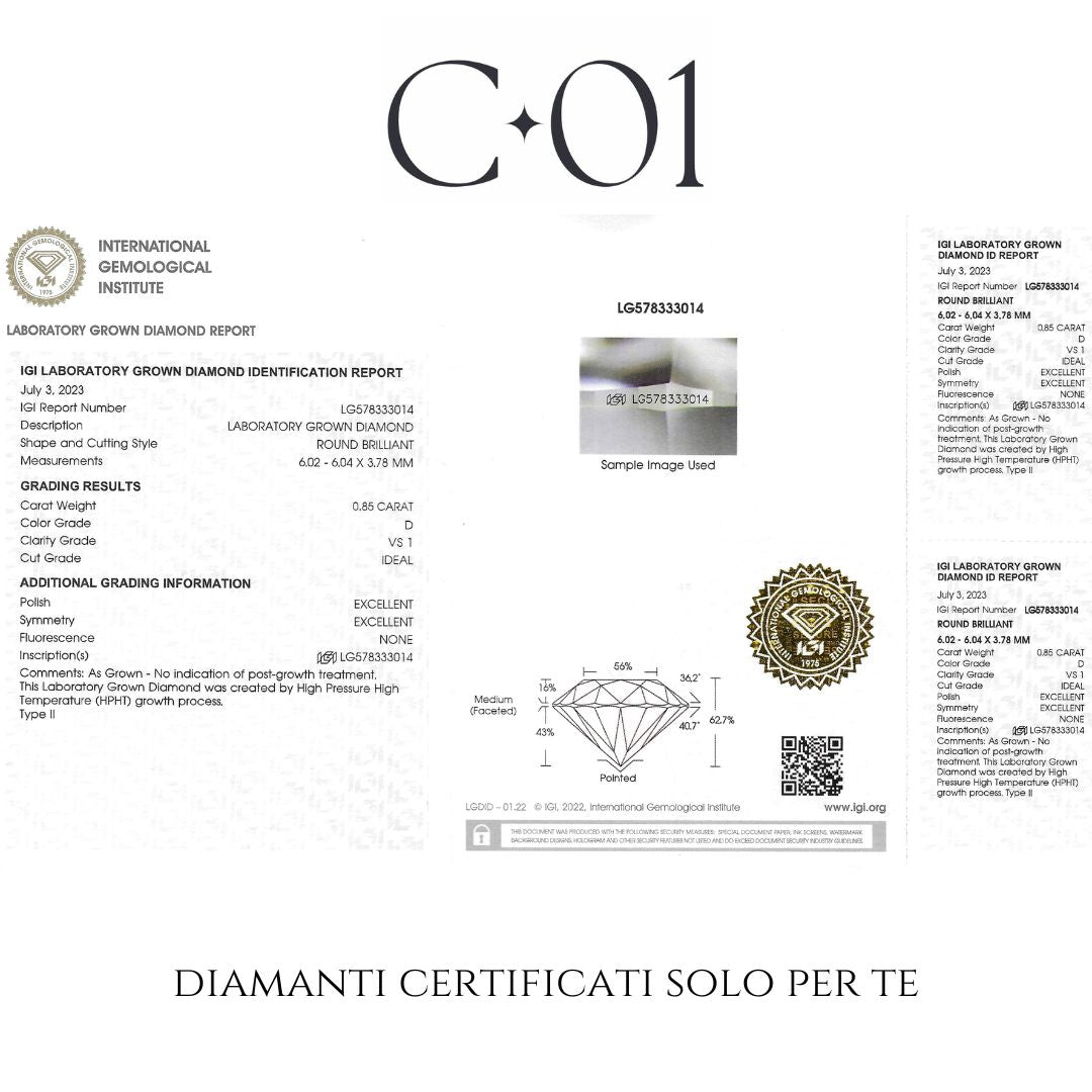 Girocollo con cerchio a gradazione in oro bianco e diamanti lab-grown taglio brillante, 5,48 carati.