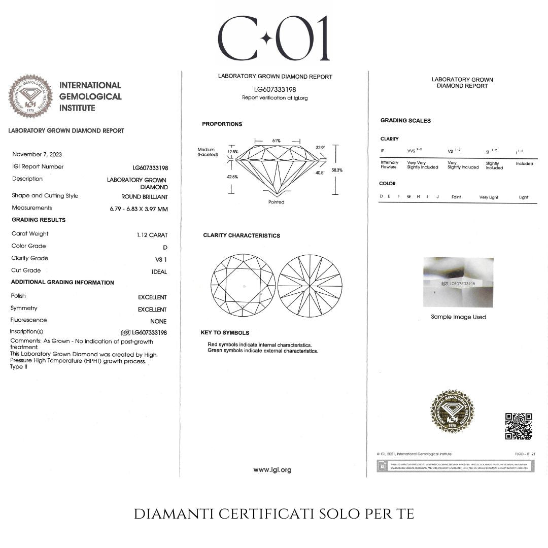 Girocollo Tennis con centrale in oro bianco con diamanti lab-grown taglio brillante, 5,34 carati.