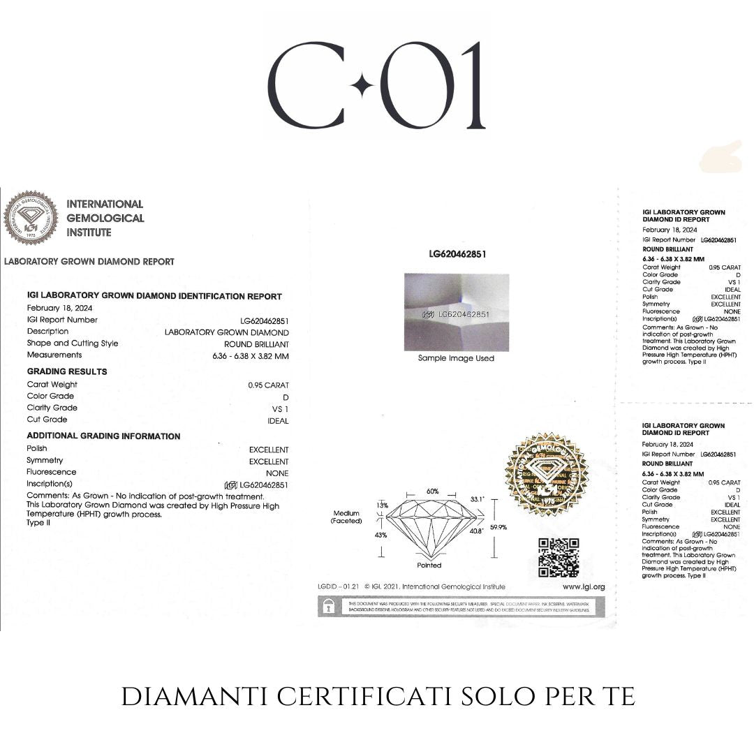 Trilogy in oro bianco e diamanti Lab-grown taglio brillante, 2,84 carati