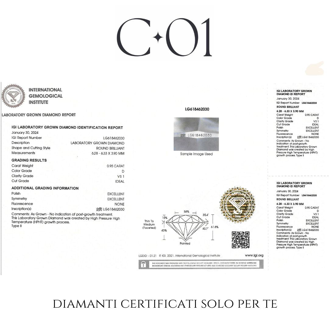 Trilogy in oro bianco e diamanti Lab-grown taglio brillante, 2,84 carati