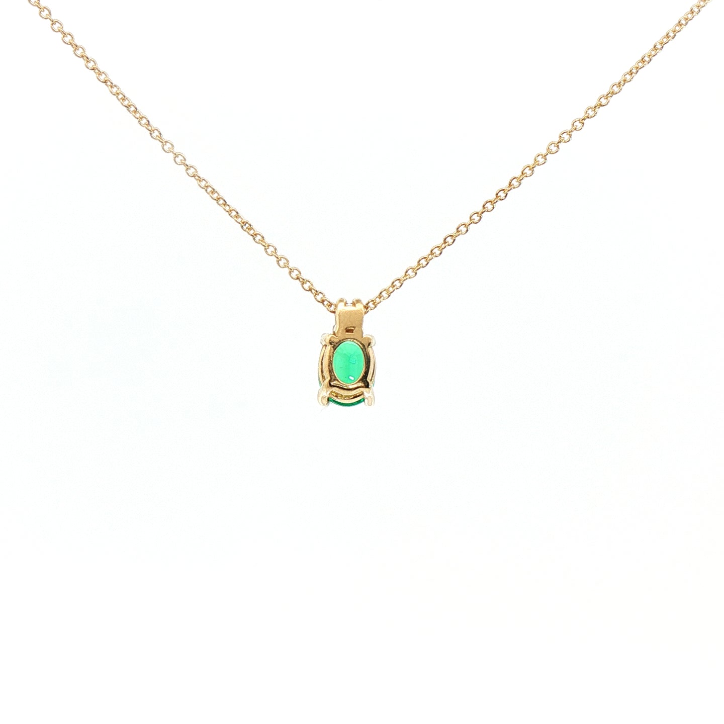 Girocollo in oro giallo con smeraldo Lab-Grown taglio ovale e diamante Lab-Grown taglio brtillante.