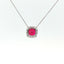 Girocollo in oro bianco con rubino Lab-Grown taglio cuscino e diamanti Lab-Grown taglio brillante.