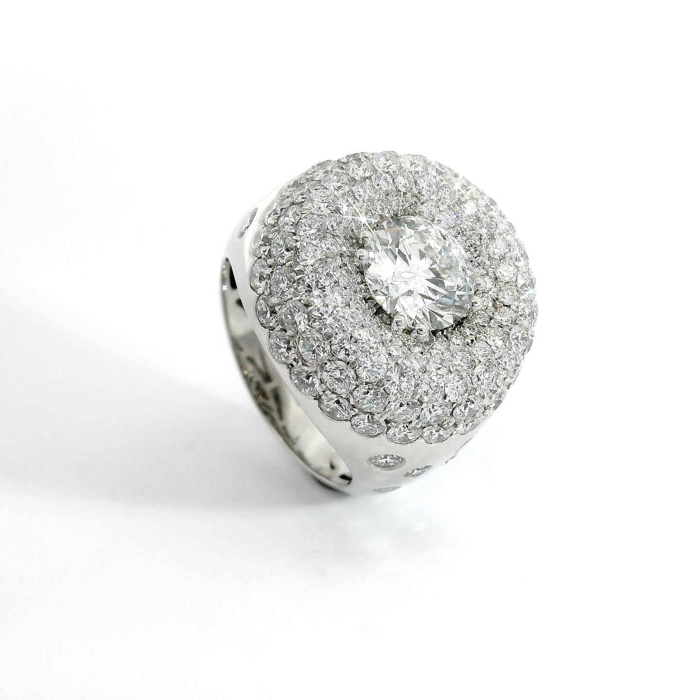 White gold band with brilliant-cut lab-grown diamonds, 5.26 carats.