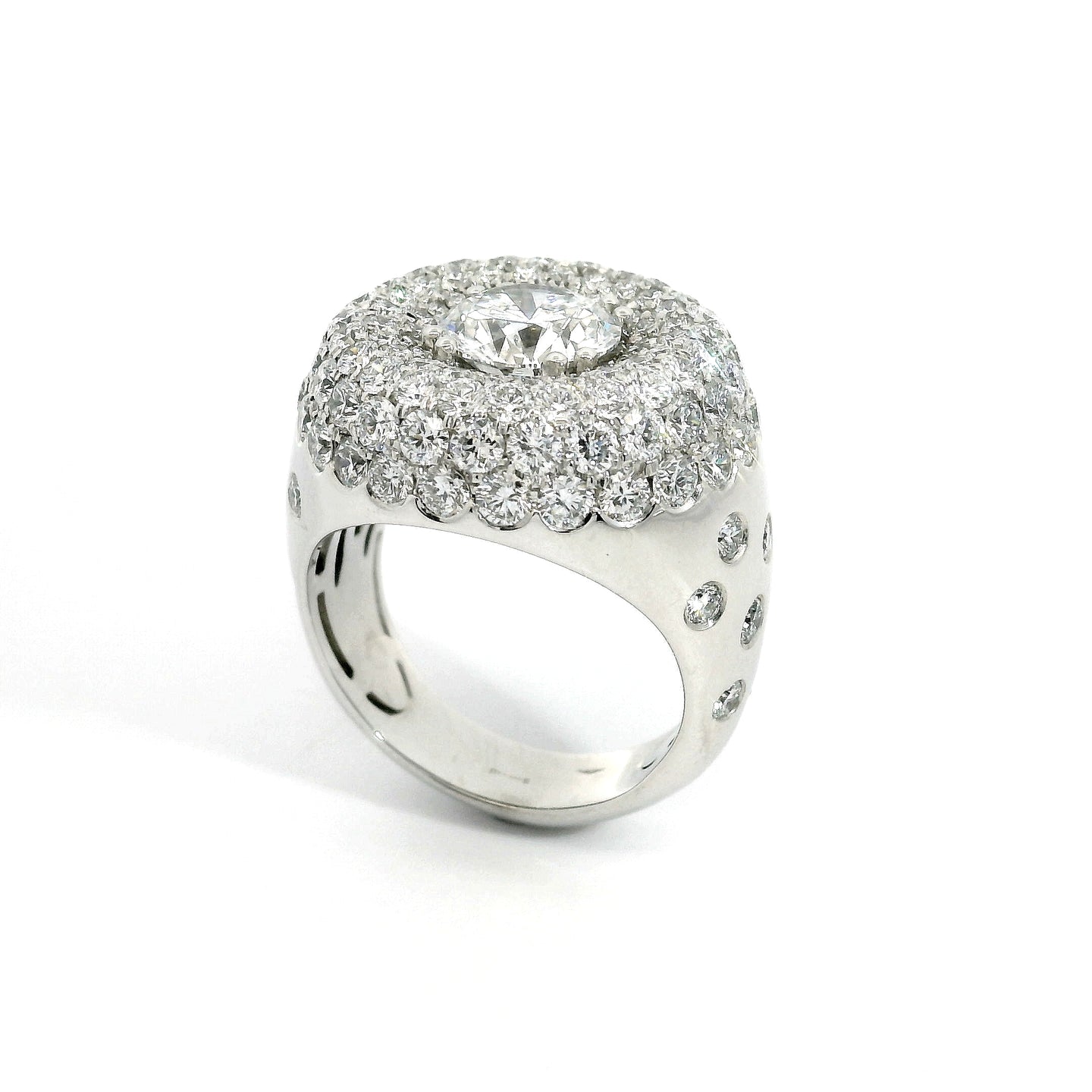 White gold band with brilliant-cut lab-grown diamonds, 5.26 carats.