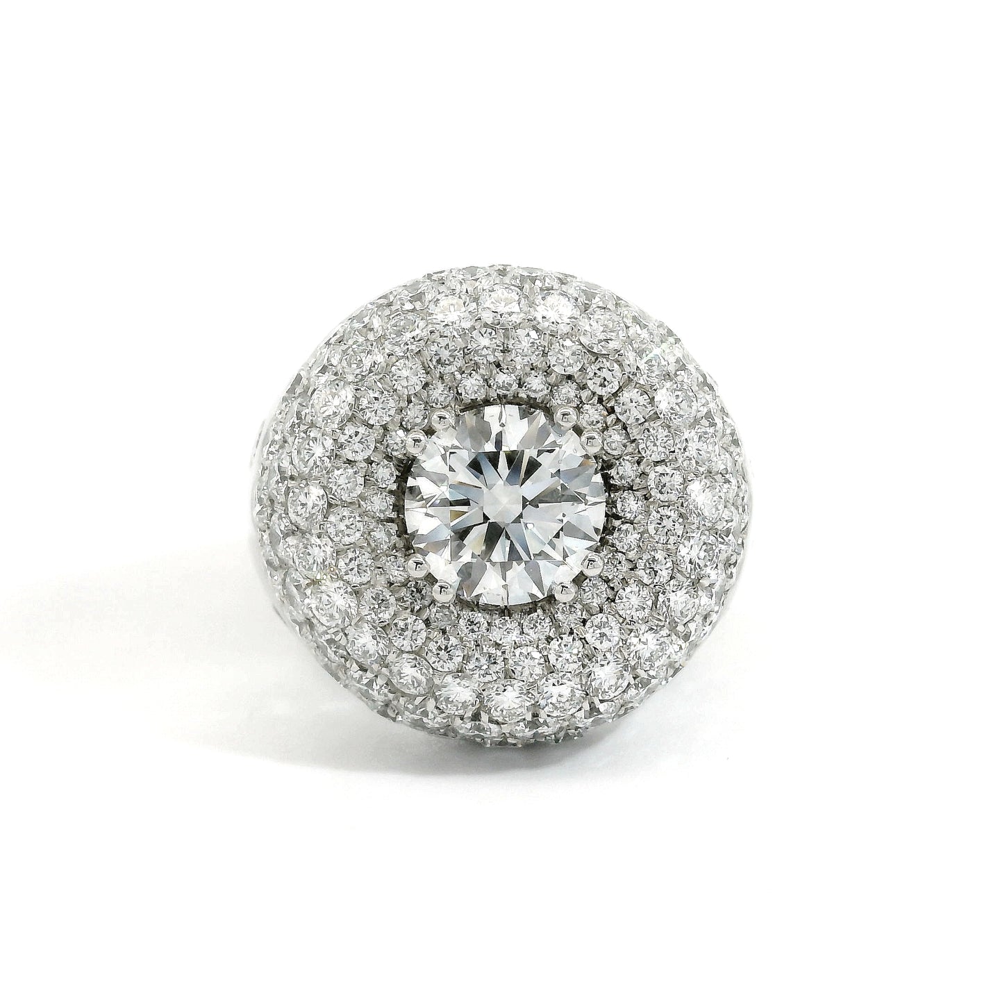 White gold band with brilliant-cut lab-grown diamonds, 5.26 carats.