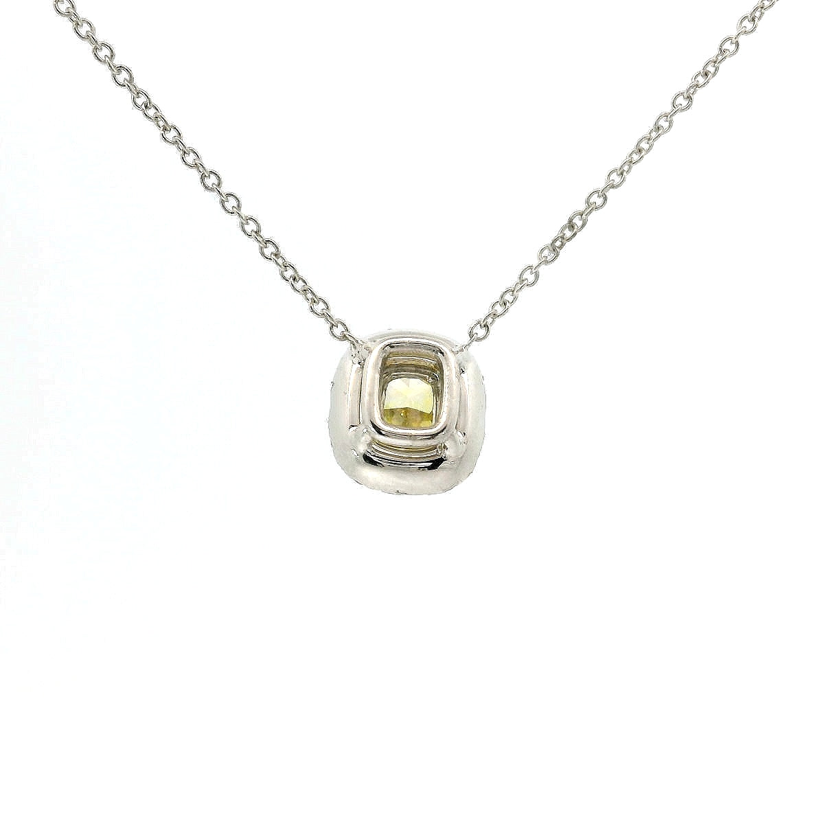 Girocollo dreams in oro bianco e diamante lab-grown taglio cuscino fancy yellow e taglio brillante, 1,12 carati.