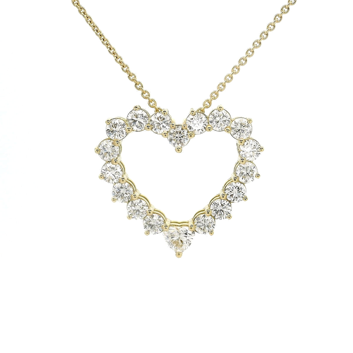 Girocollo a cuore in oro giallo e diamanti lab-grown taglio brillante e taglio cuore, 2,39 carati.