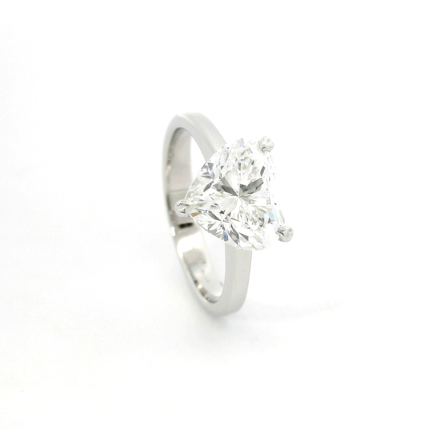 Solitaire with heart-cut lab-grown diamond, 3.01 carats.