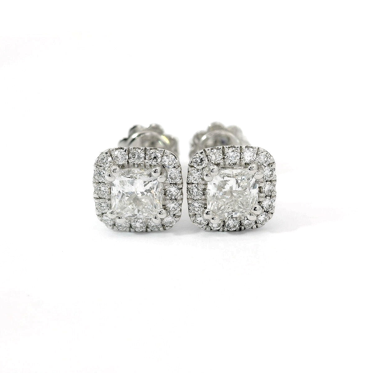 Orecchini Dreams Princess in oro bianco e diamanti lab-grown taglio Princess e Brillante, 1,80 carati.