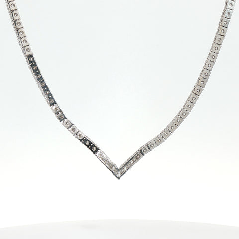 Girocollo tennis in oro bianco con diamanti Lab-Grown taglio brillante, 7,61 carati.