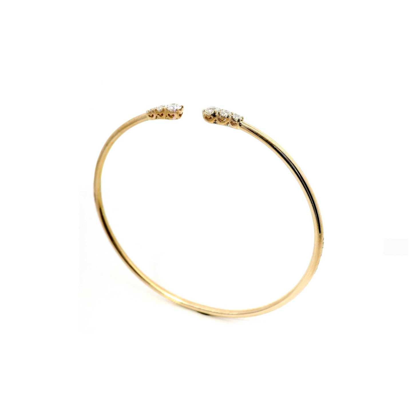 Bracciale rigido aperto in oro rosa e diamanti lab-grown taglio brillante, 0,62 carati.