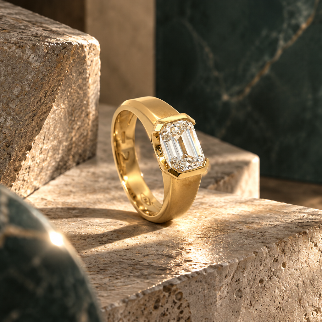 Solitaire with heart-cut lab-grown diamond, 3.01 carats.