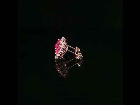 Orecchini punto luce in oro rosa con zaffiri rosa Lab-Grown taglio ovale e diamanti Lab-Grown taglio brillante.