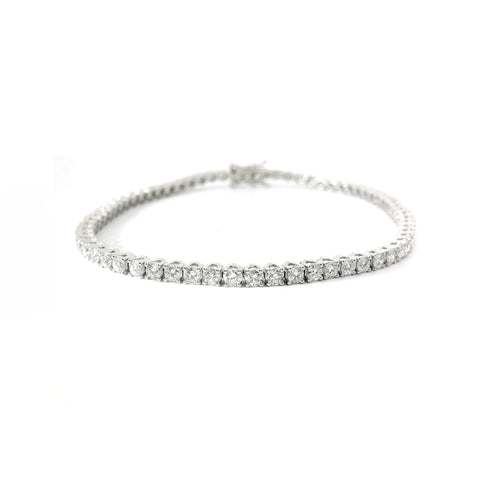 Bracciale Tennis a filo in oro bianco con diamanti lab-grown taglio brillante, 3,41 carati.