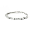 Bracciale Tennis tornito in oro bianco con diamanti lab-grown taglio brillante, 5,32 carati.