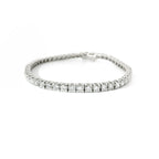 Bracciale Tennis tornito in oro bianco con diamanti lab-grown taglio brillante, 5,32 carati.