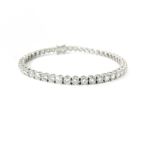 Bracciale Tennis a filo in oro bianco con diamanti lab-grown taglio brillante, 8,60 carati.