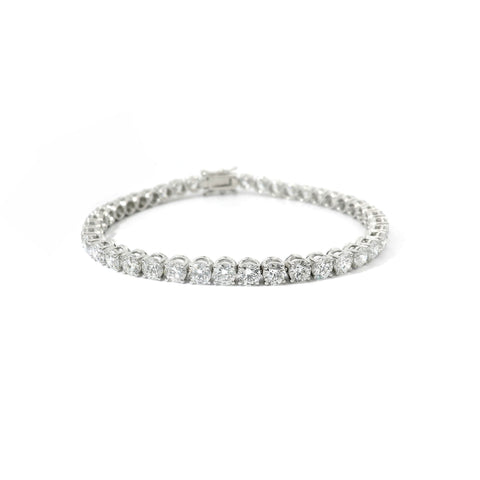 Bracciale Tennis a filo in oro bianco con diamanti lab-grown taglio brillante, 10,84 carati.