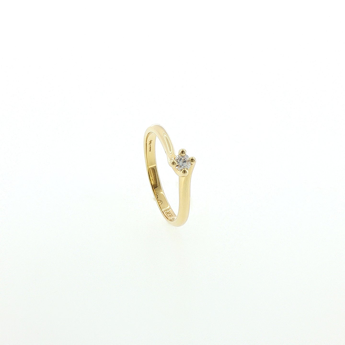 Solitario In Argento 925 Dorato con Diamante Lab-Grown taglio brillante.