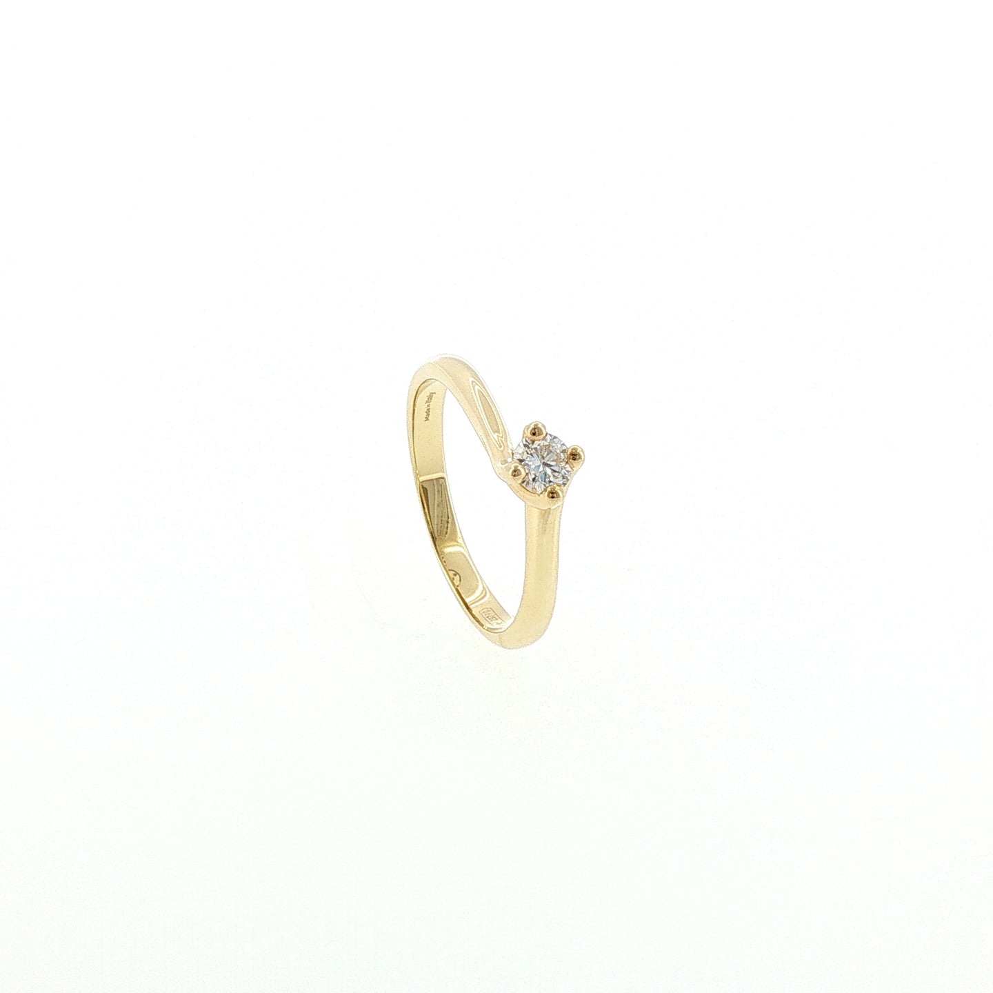 Solitario In Argento 925 Dorato con Diamante Lab-Grown taglio brillante.