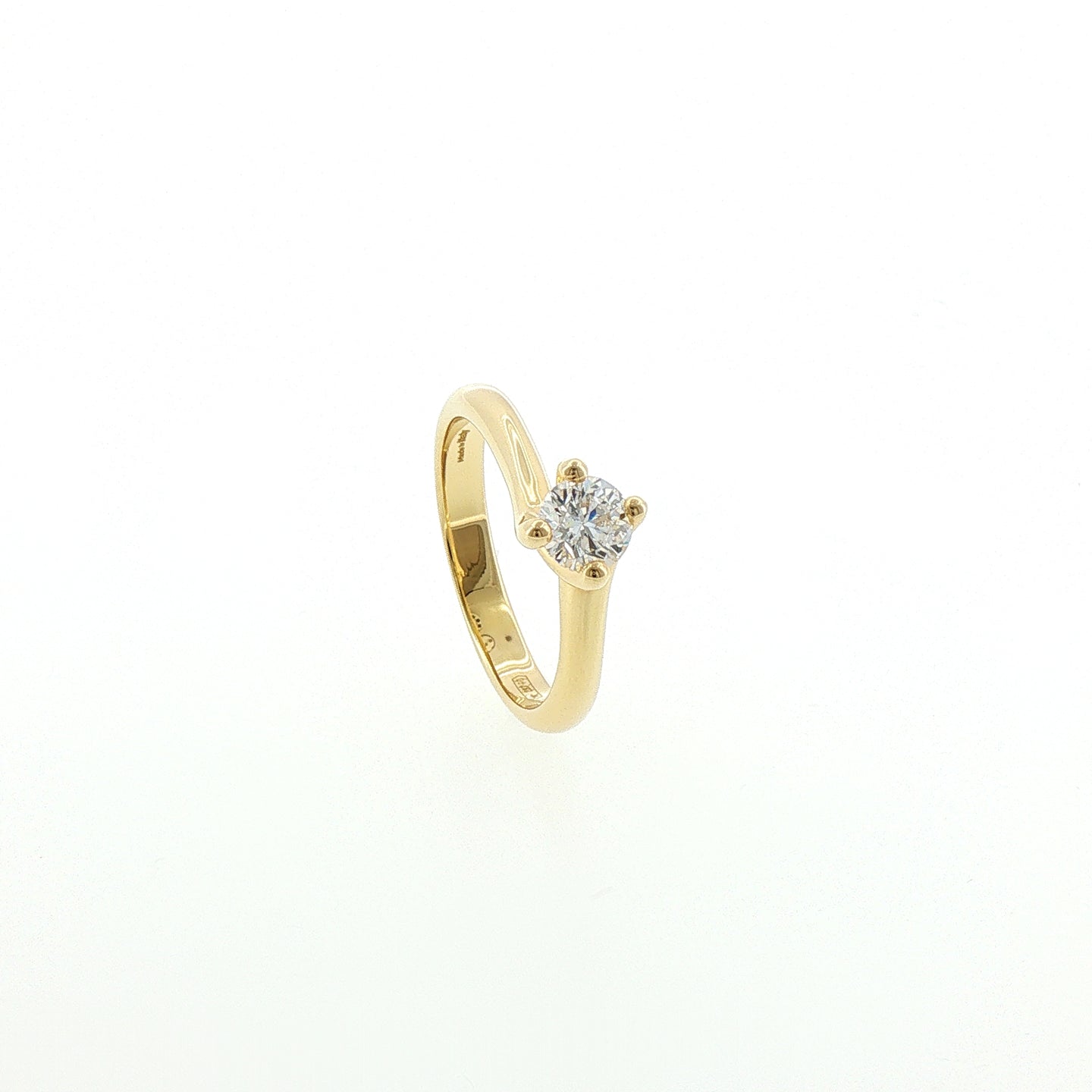 Solitario In Argento 925 Dorato con Diamante Lab-Grown taglio brillante.