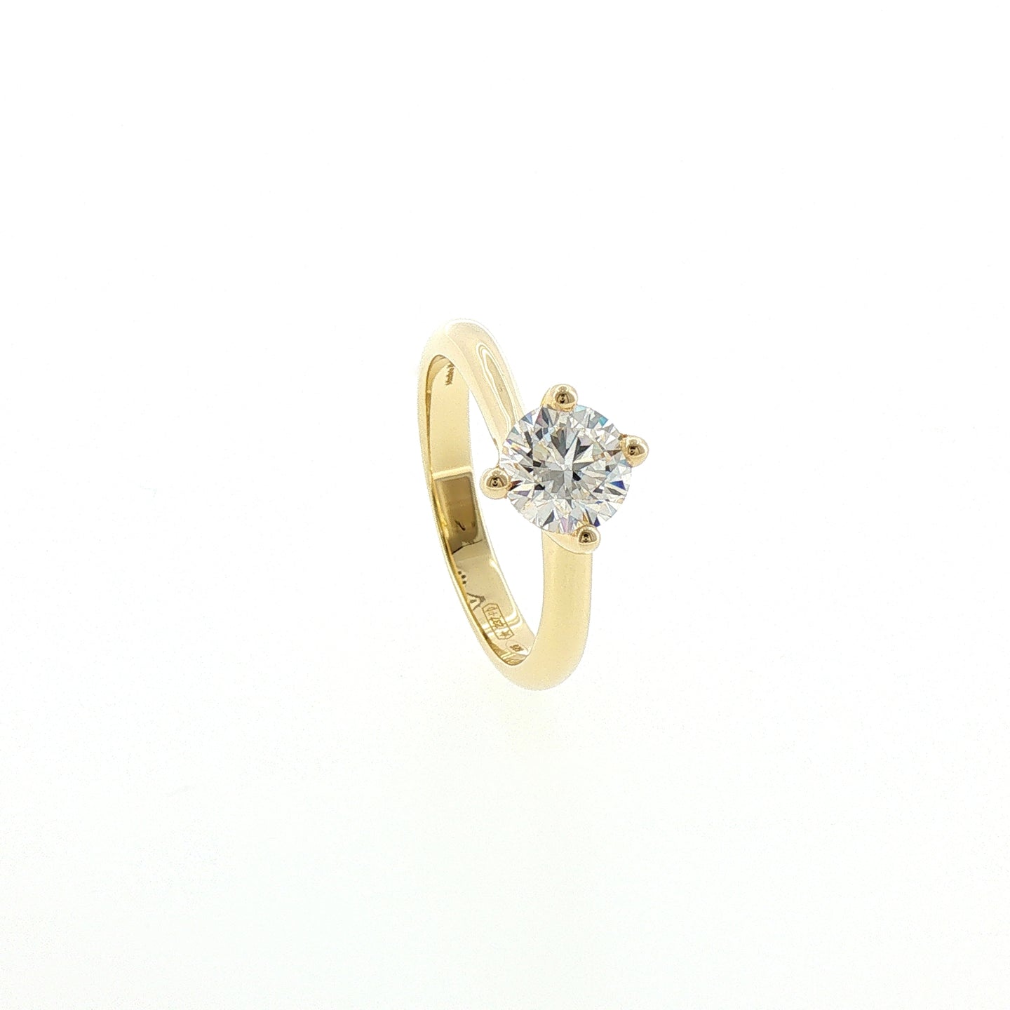 Solitario In Argento 925 Dorato con Diamante Lab-Grown taglio brillante.