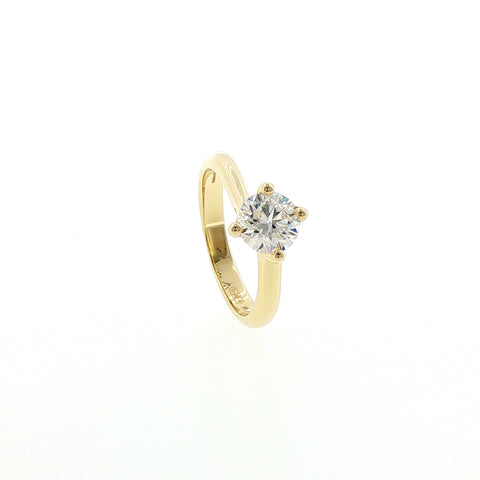 Solitario In Argento 925 Dorato con Diamante Lab-Grown taglio brillante.