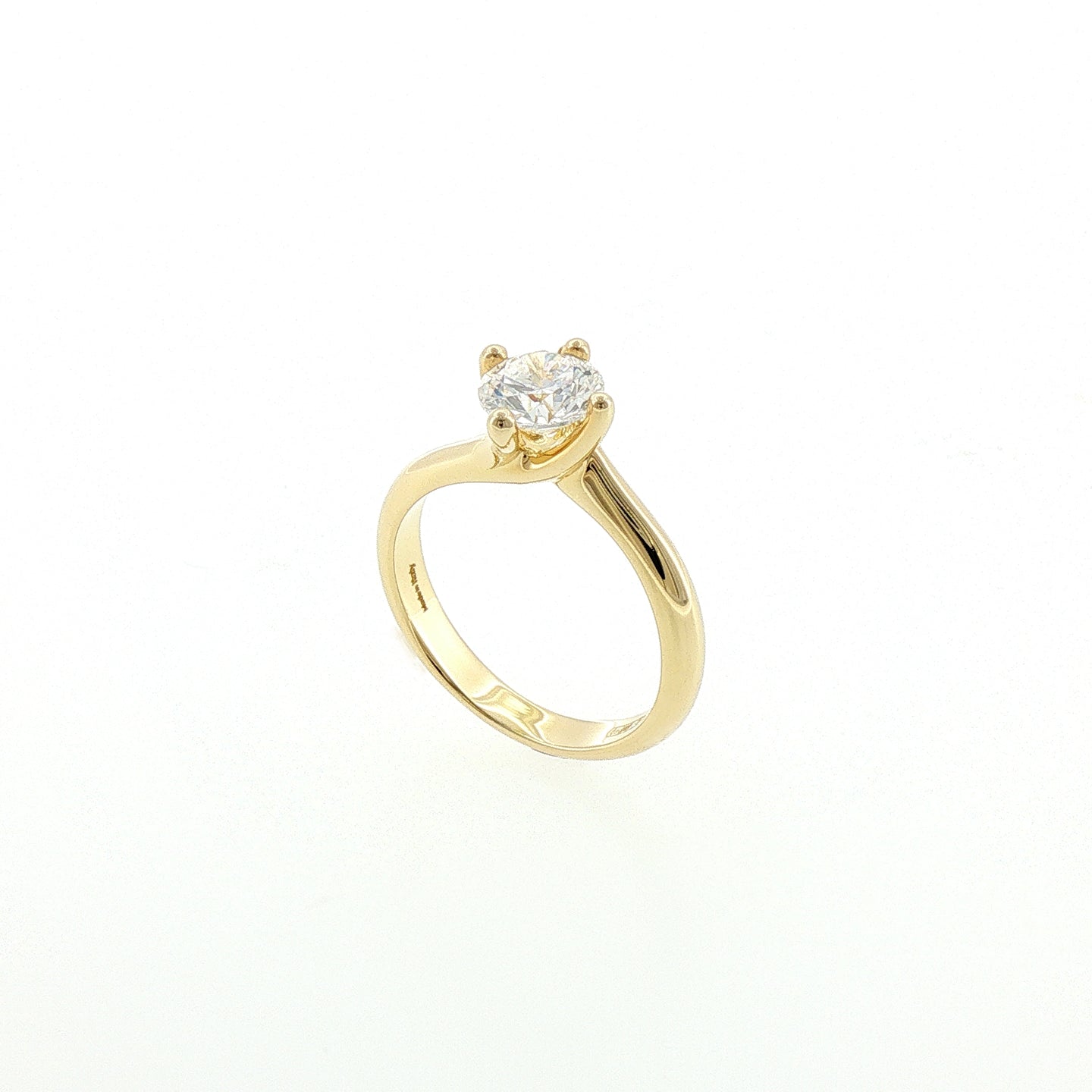 Solitario In Argento 925 Dorato con Diamante Lab-Grown taglio brillante.