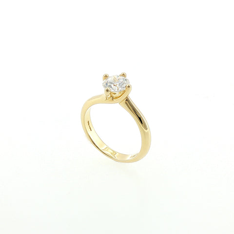 Solitario In Argento 925 Dorato con Diamante Lab-Grown taglio brillante.