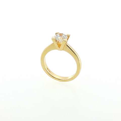 Solitario a "V" In Argento 925 Dorato con Diamante Lab-Grown taglio brillante.