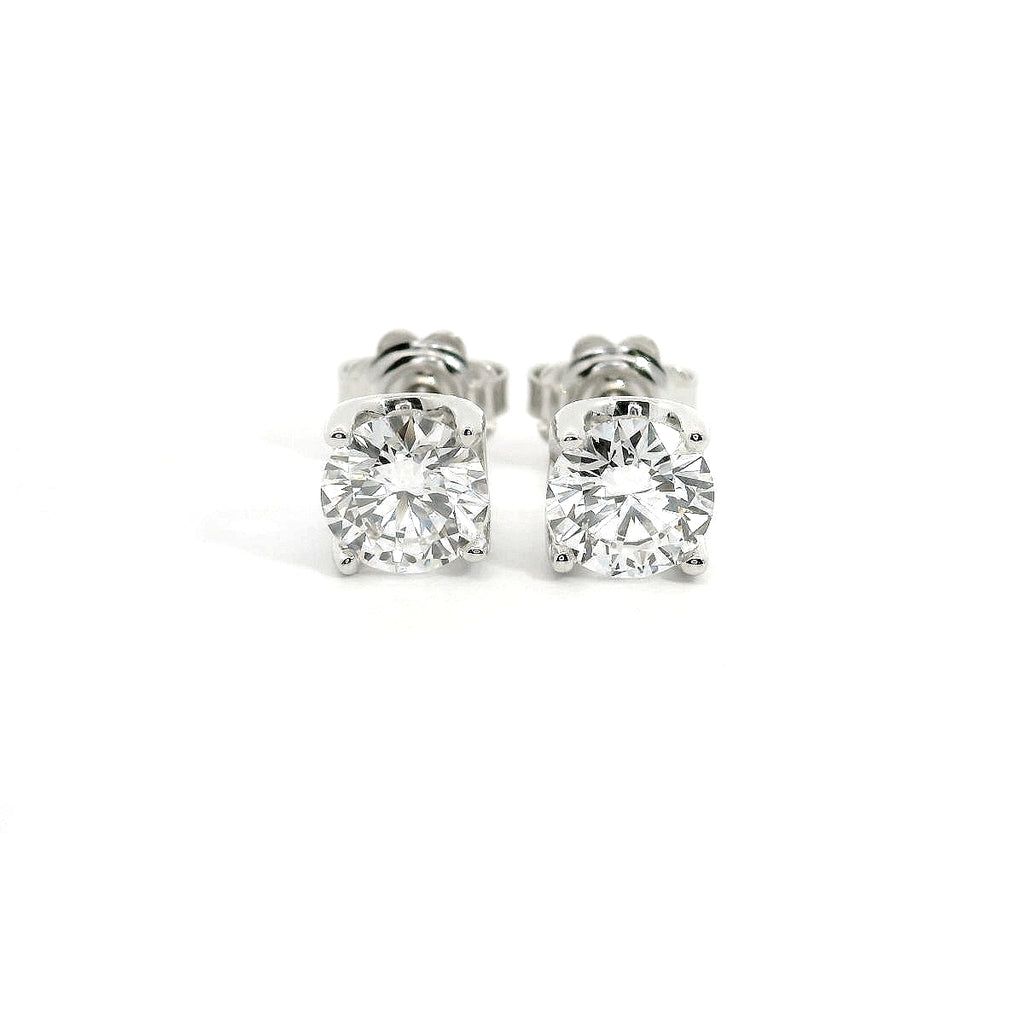 White gold stud earrings with brilliant-cut lab-grown diamonds, 2.01 carats.