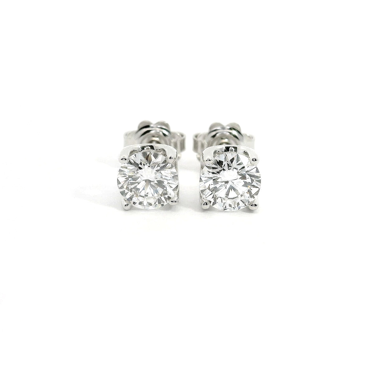 White gold stud earrings with brilliant-cut lab-grown diamonds, 2.01 carats.