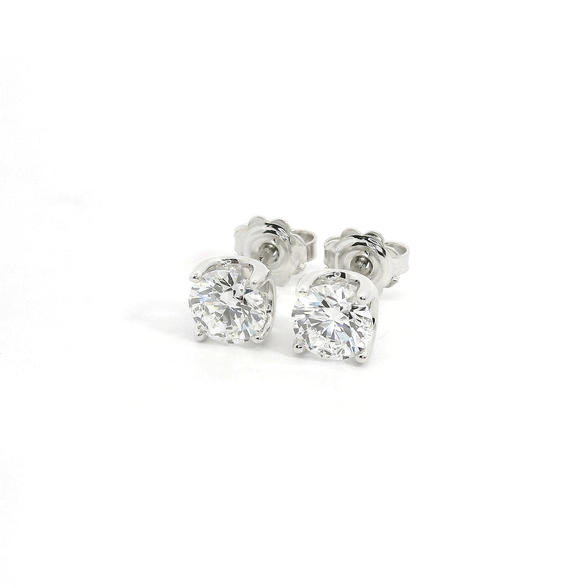 White gold stud earrings with brilliant-cut lab-grown diamonds, 2.01 carats.