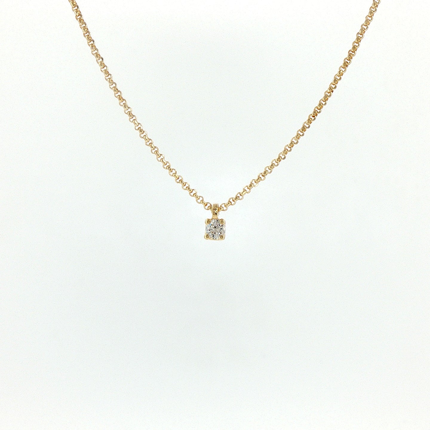 Girocollo in Argento 925 Dorato con Diamante Lab-Grown Taglio Brillante.