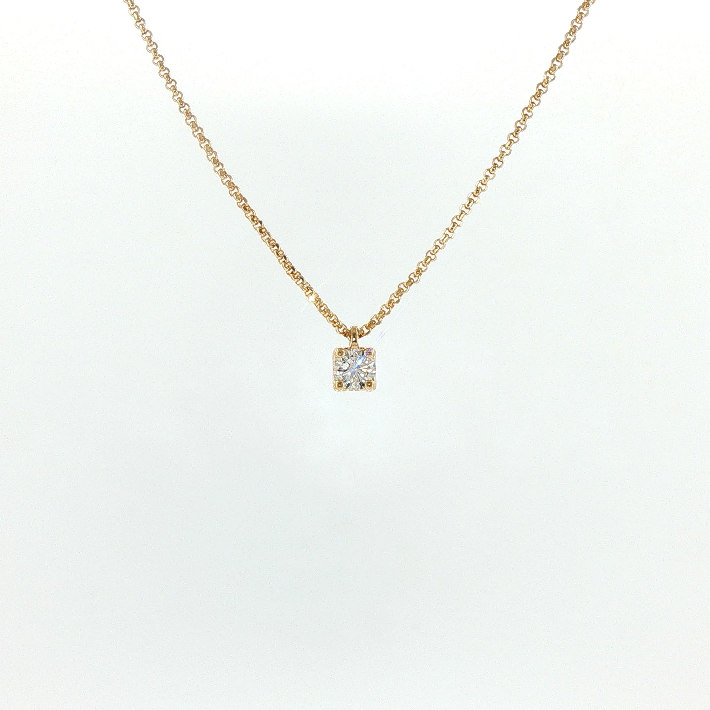 Girocollo in Argento 925 Dorato con Diamante Lab-Grown Taglio Brillante.